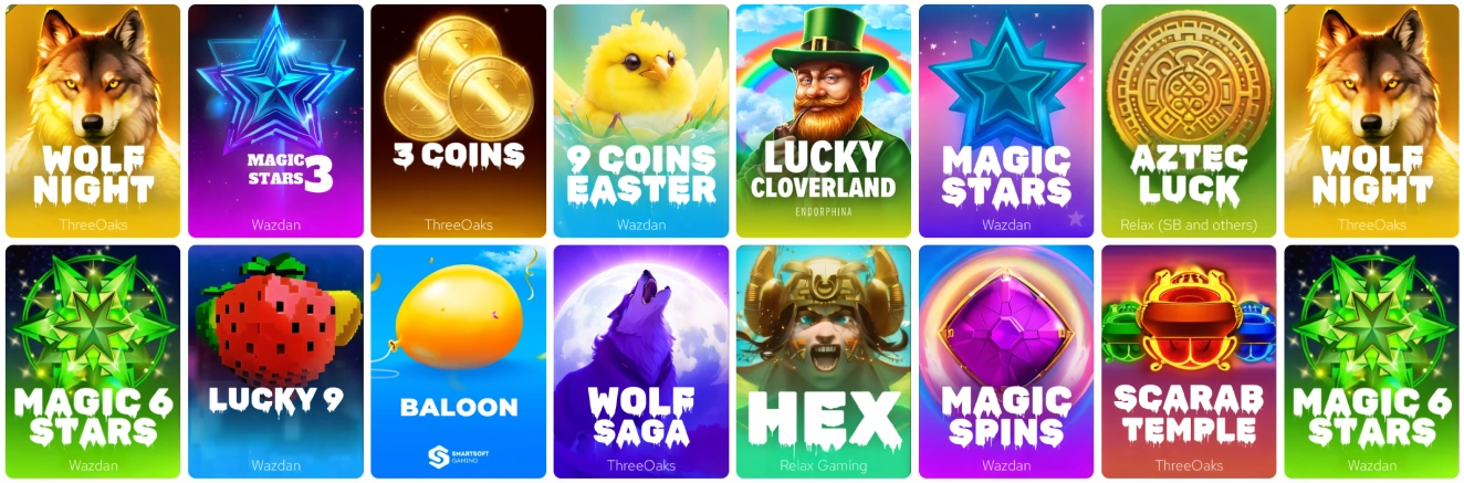Valor online slot games section featuring popular casino slots