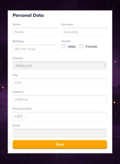 Valor login form